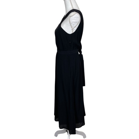 & Other Stories NEW Black Sleeveless High Neck Tie Waist Open Back Midi Dress - Picture 5 of 13